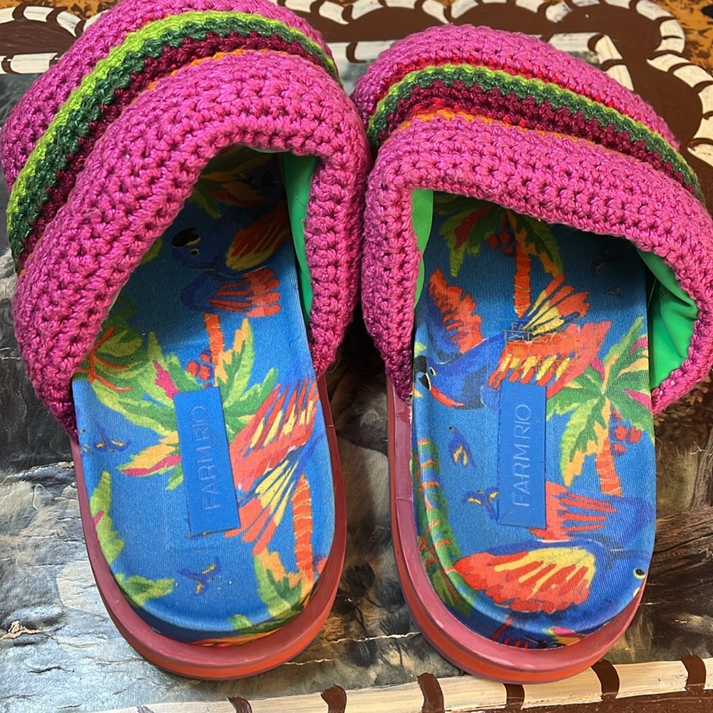FARM Rio Pink and Blue Sandals Vibrant Slip-On Style - Picture 8 of 8